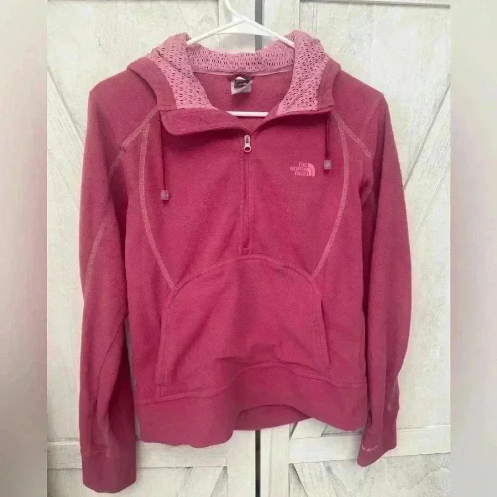 The North Face Fleece Jacket Hoodie Women's Medium Pink 1/2 Zip Outdoors Hiking